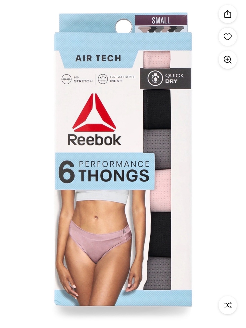 Reebok Air Tech Performance 6-Pack Thongs -VARIOUS SIZES